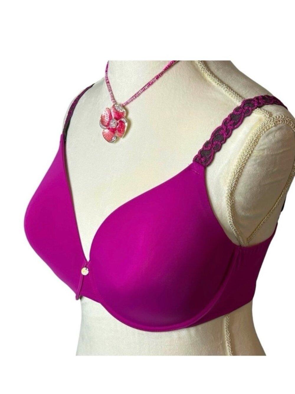 NATORI Bra Full coverage Underwire Adj lace straps Pink Gray Like new 38DDD/38F